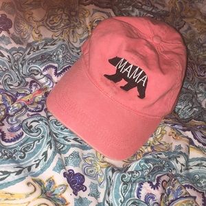 salmon/pink mama bear dad hat baseball cap